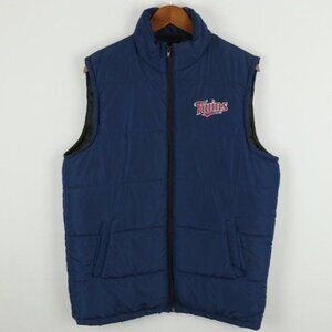 Minnesota Twins Baseball Men's XL Blue Red Embroidered Puffer Full Zip Vest
